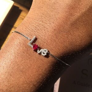 Chic Silver and Red Love Bracelet